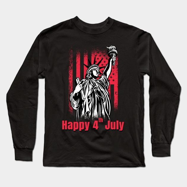 HAPPY 4th JULY 2020, statue of liberty. Long Sleeve T-Shirt by Pot-Hero